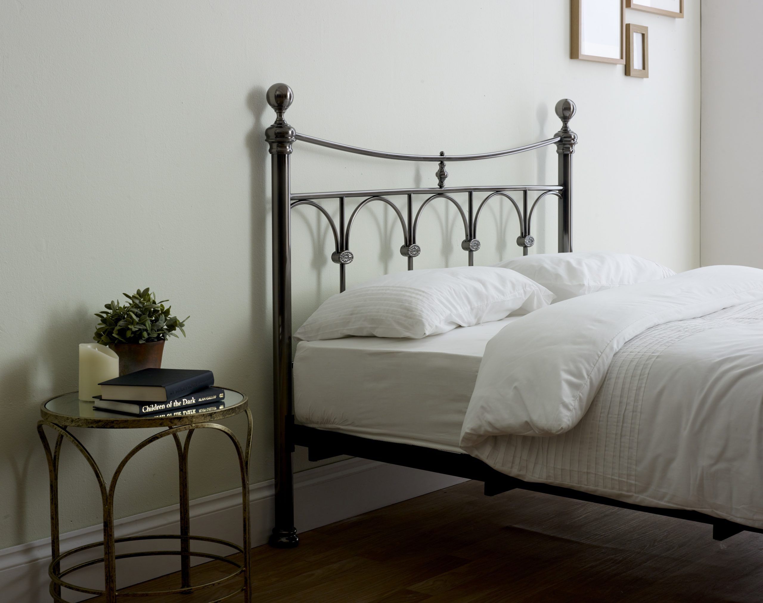 Gamma Antique Nickel Bed Frame Carpet Monster